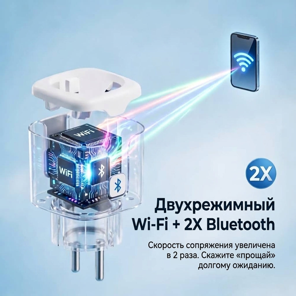 Умная Wi-Fi розетка Tuya 20А с таймером, энергомониторингом и голосовым управлением