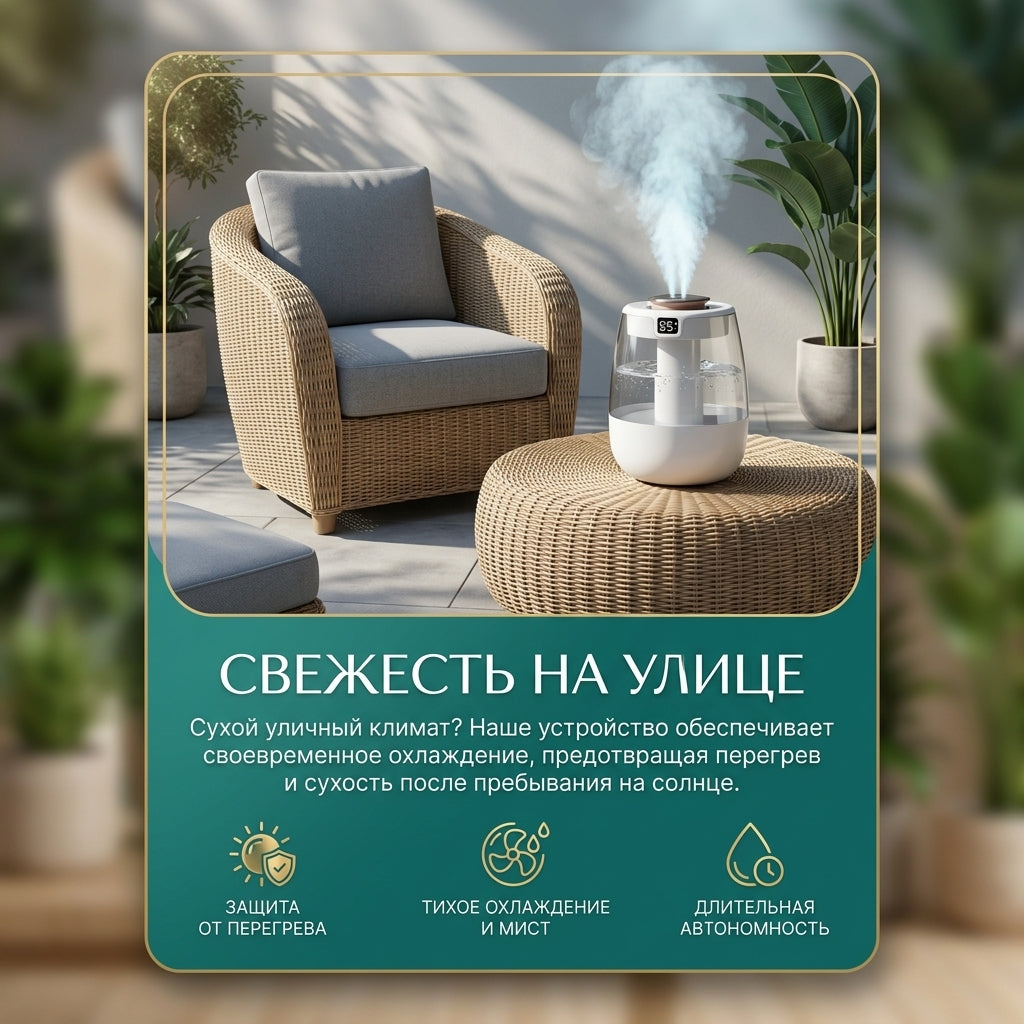 Увлажнитель воздуха с двойным распылением, цифровым дисплеем и бесшумной работой