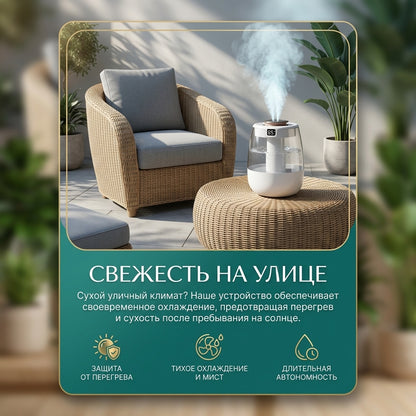 Увлажнитель воздуха с двойным распылением, цифровым дисплеем и бесшумной работой