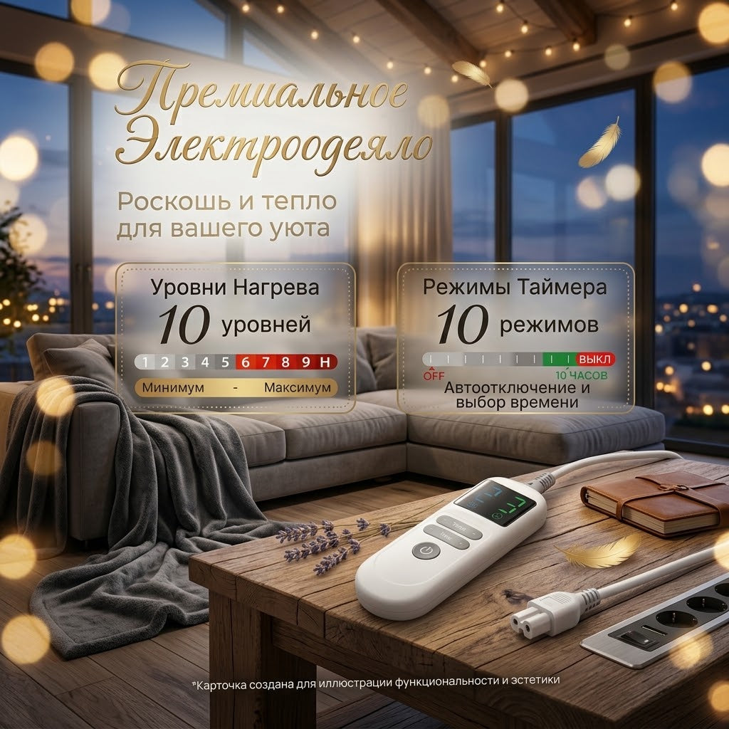 Электроодеяло RUIANBAO с двусторонним нагревом, 10 режимами и защитой от перегрева